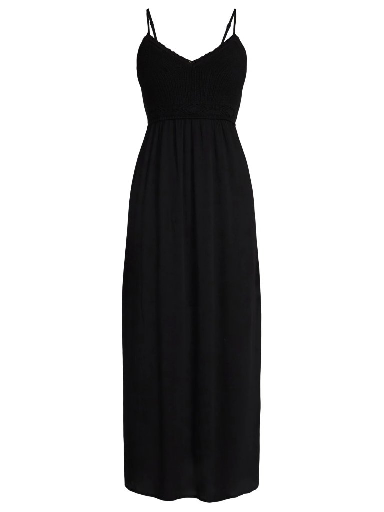 100% Cotton, Nwt, Sz L, Crochet Bodice Maxi Dress, Black